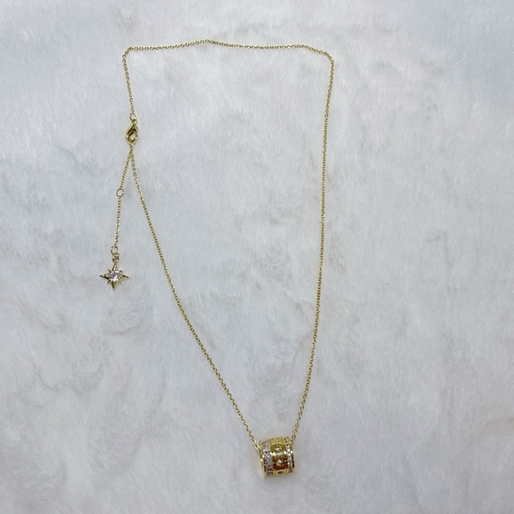 Gold Plated Rolling Barrel Pendant Necklace - Picture 8 of 13